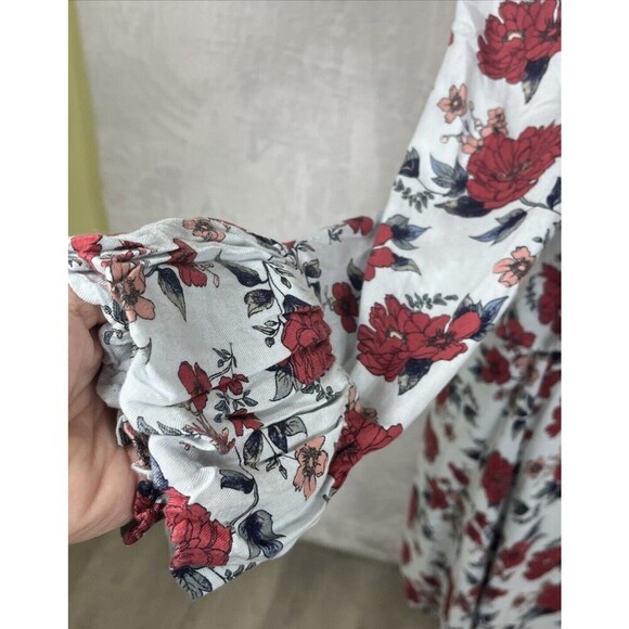American Eagle Outfitters Floral Dress Lt Blue Red Size Small - Picture 5 of 10